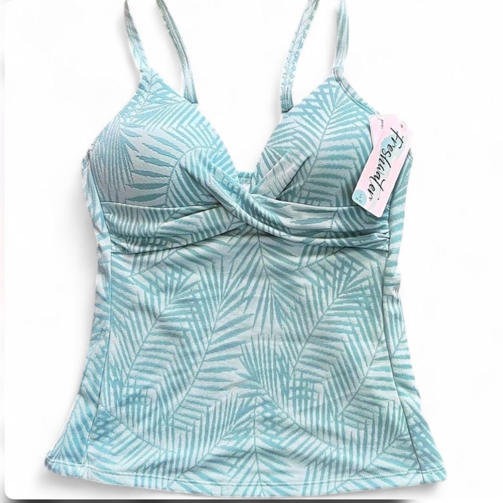 NWT Freshwater Women Aqua Palm Print Tankini - Size S